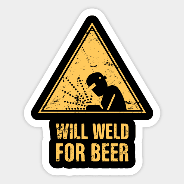 Will Weld For Beer | Funny Welding Design Sticker by Wizardmode